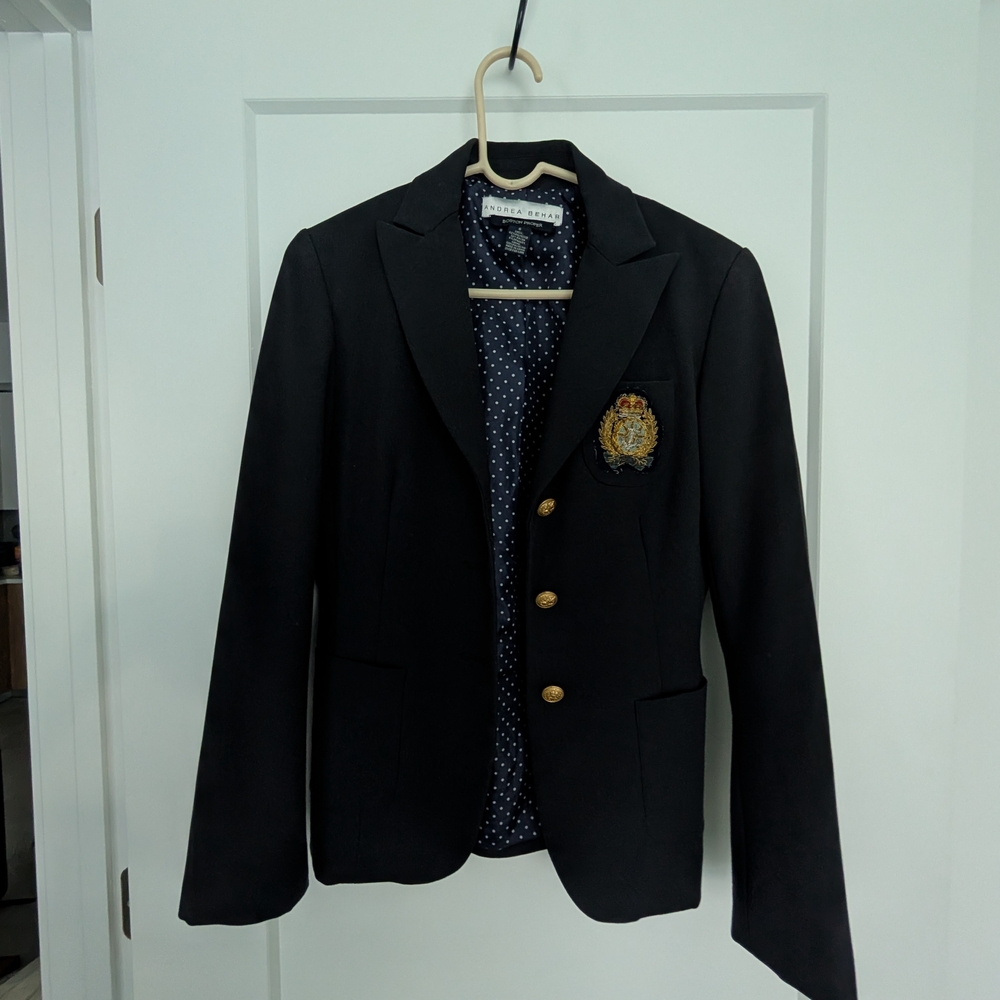 Andrea Behar Boston Proper Blazer with Gold Accents, Women's Size 6 - Picture 3 of 7